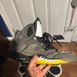 Off-White Gray and Yellow Sneakers